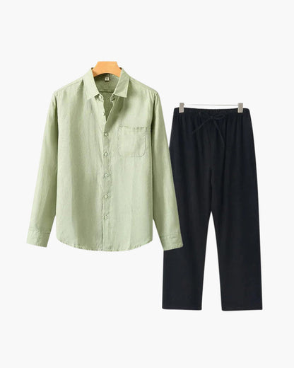 Costume Homme Lin En 2 Pièces Été Décontracté