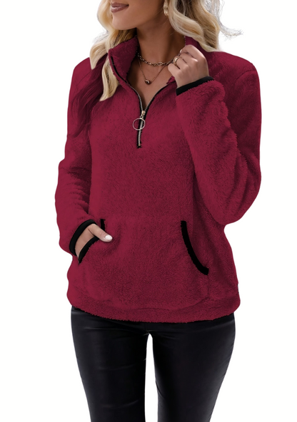 Pull Polaire Chaud et Confortable Mi-Zippé