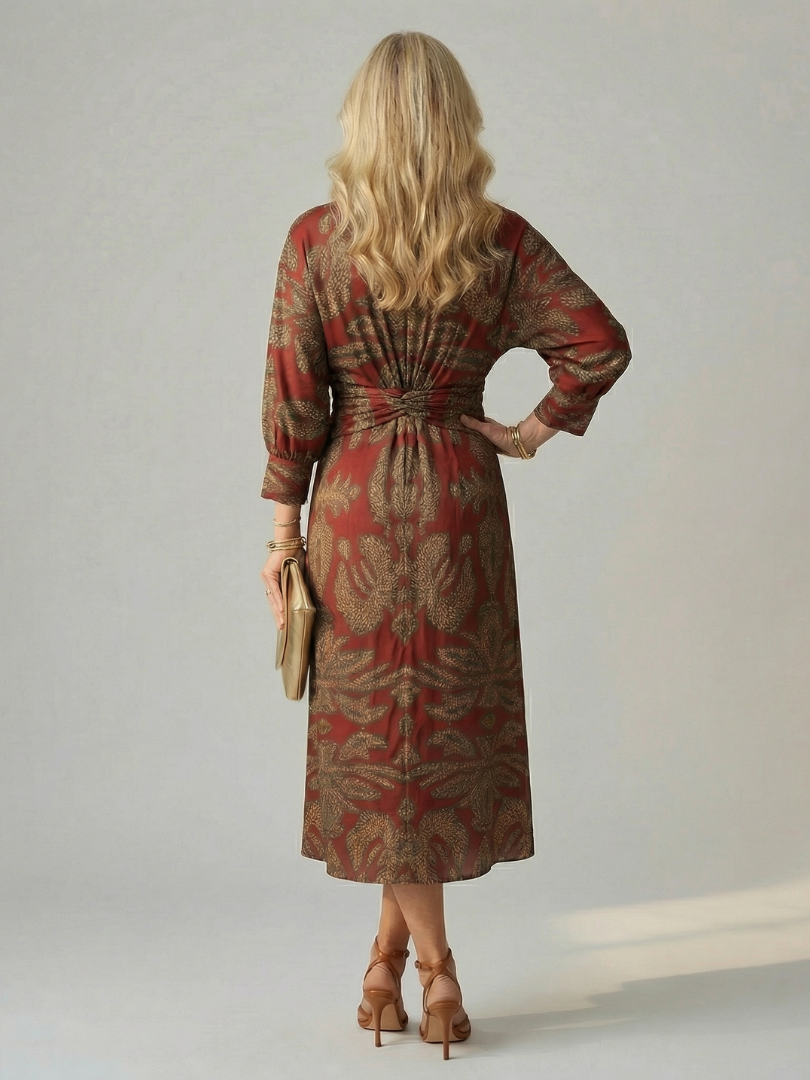 Robe Midi Femme Coupe Croisée Taille Cintrée