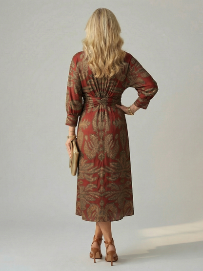 Robe Midi Femme Coupe Croisée Taille Cintrée