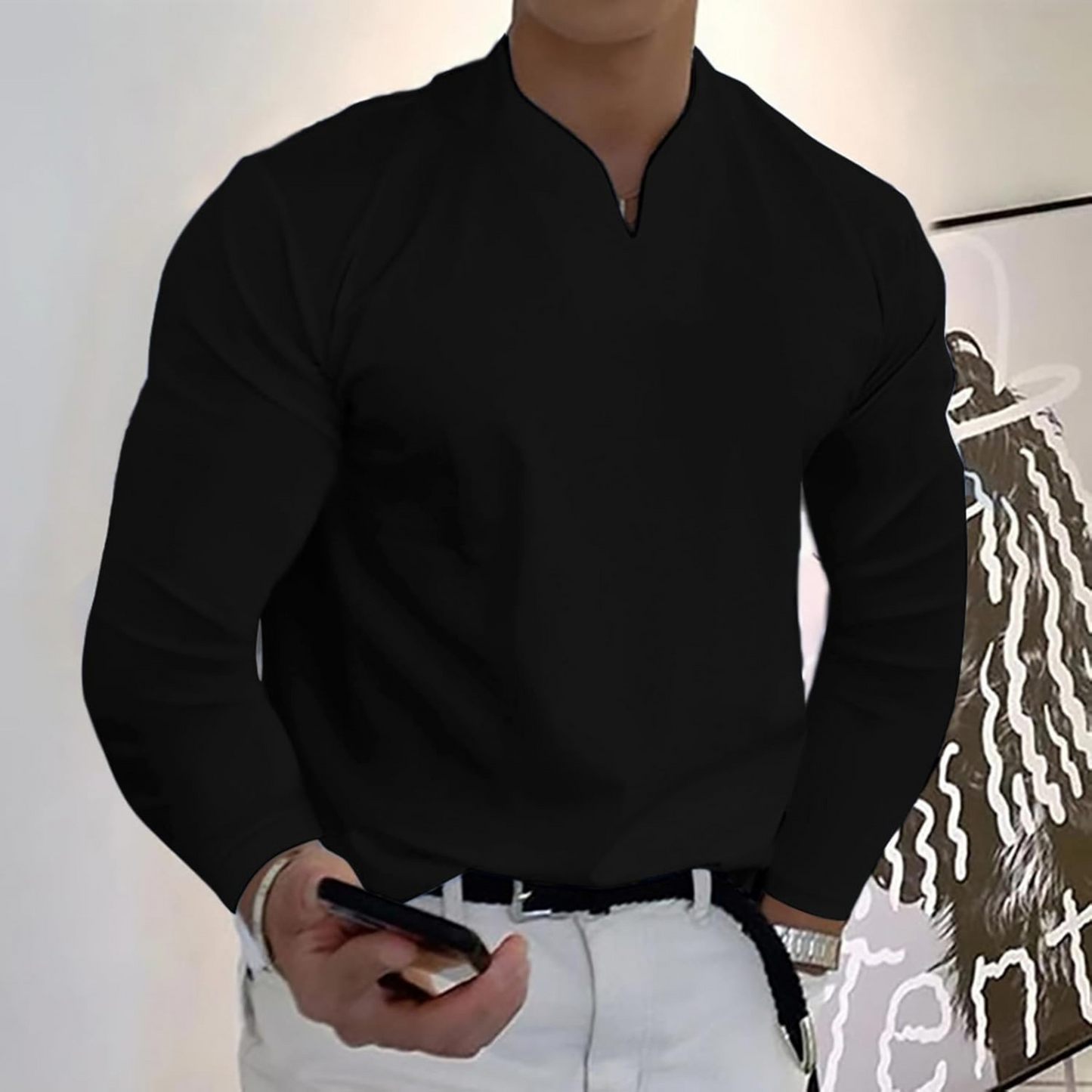 Polo Homme Classique Manches Longues Séchage Ultra-Rapide