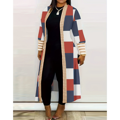 Cardigan femme long chaud imprimé hiver