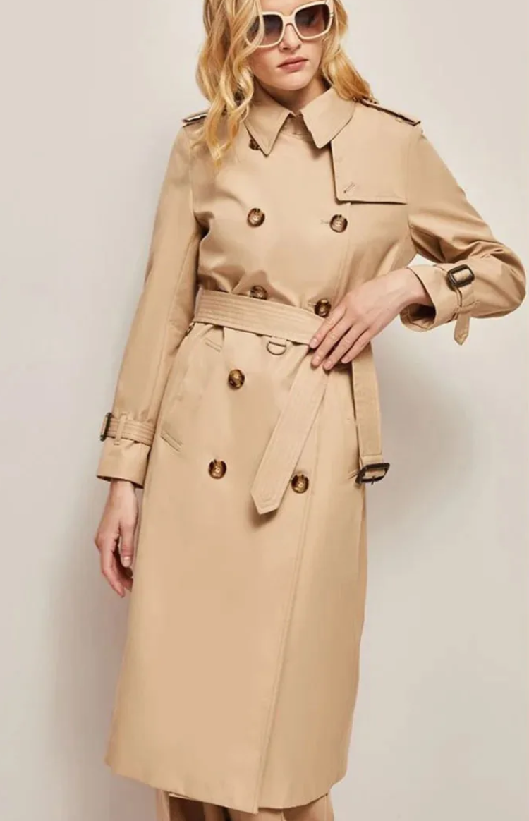 Manteau Femme Long Élégant avec Col Revers