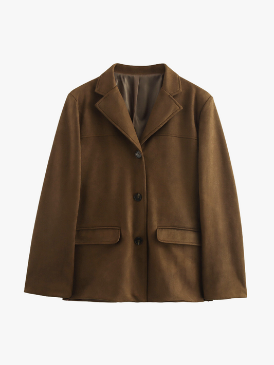 Blazer en cuir brun classique et élégant - BerlinGlamour