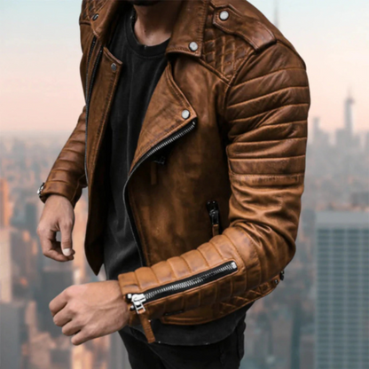 Blouson Cuir Homme Motard Vintage