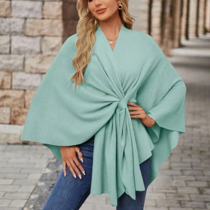 Top femme cape décolleté avec nœud devant