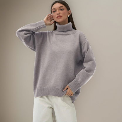 Pull Col Roulé Femme Élégant Hiver