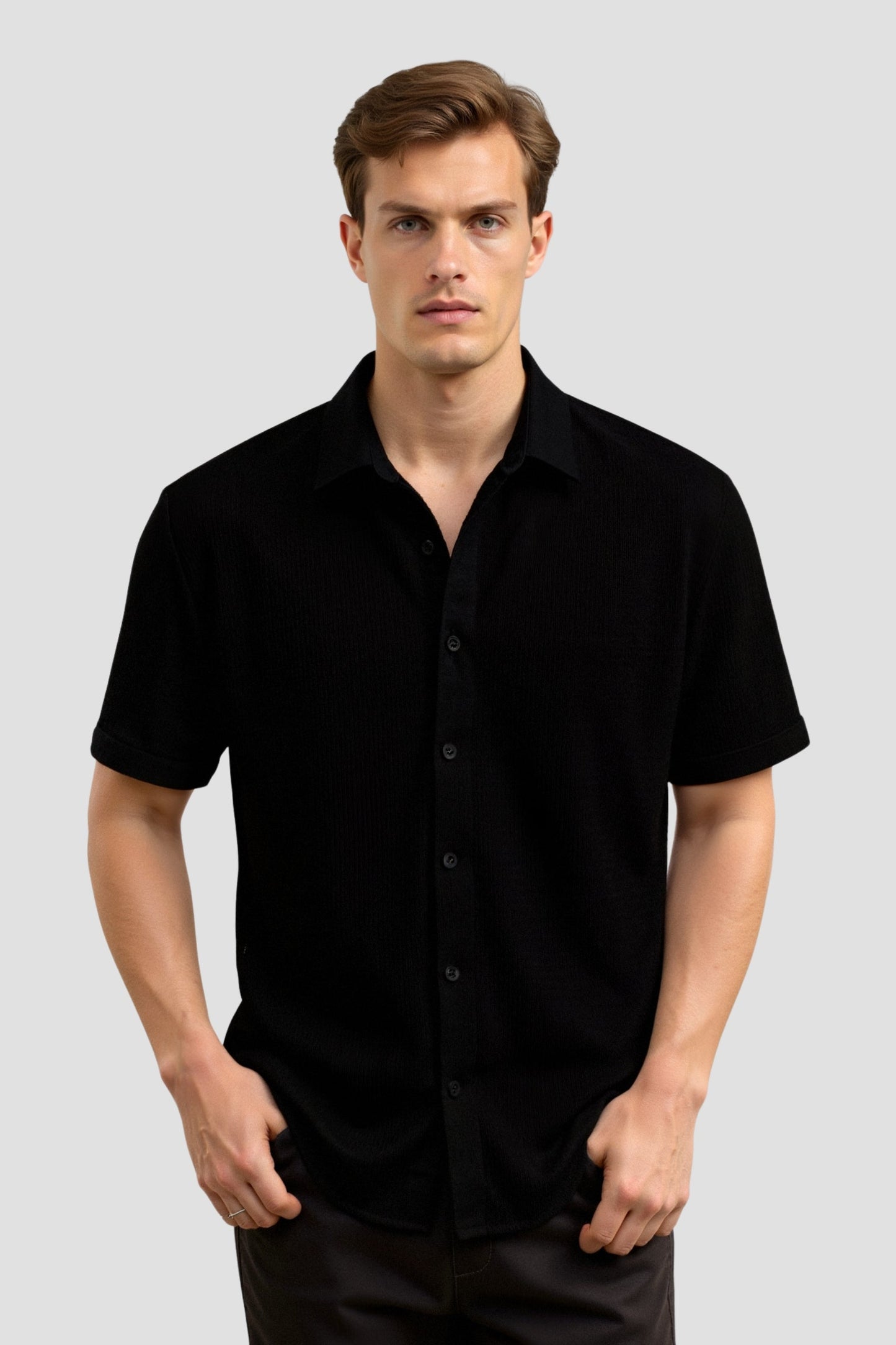 Chemise Lin Cuir Court Manches Été