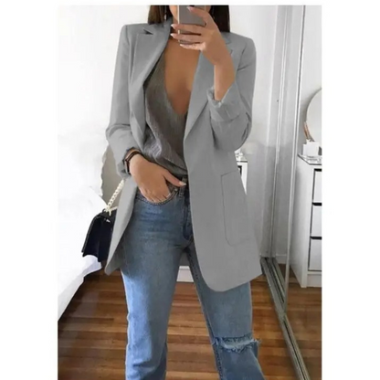 Veste Femelle Bleu Clair Détendue à Manches Longues