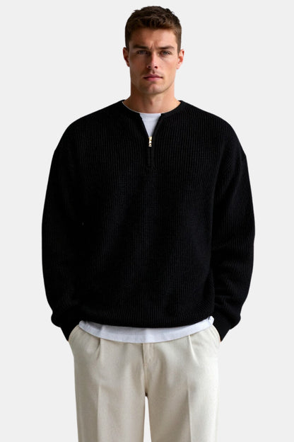 Pullover en maille classique avec fermeture éclair, confortable et élégant