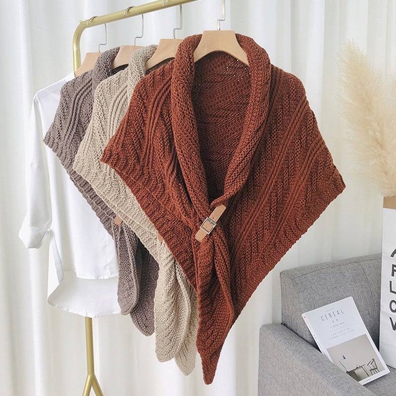 Écharpe Femme Tricotée Brun Cachemire Hiver