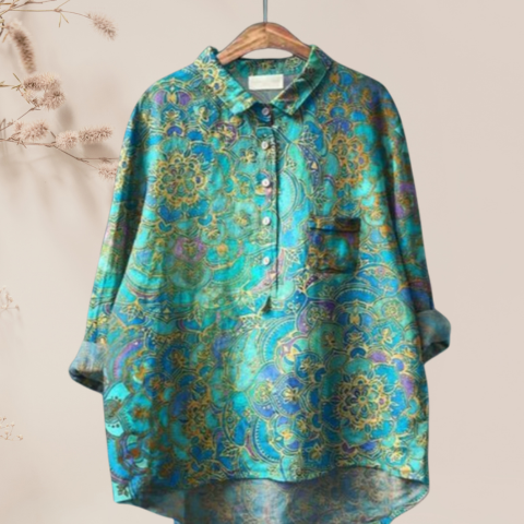 Chemisier femme en soie imprimé floral chic