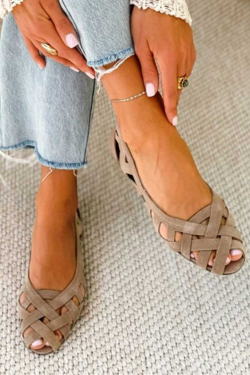 Sandales plates Femme Tressées Bout Ouvert
