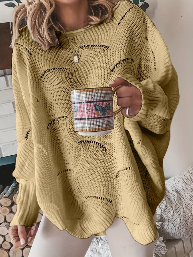 Pull Femme Hiver Tricoté au Fil Doux avec Manches Longues