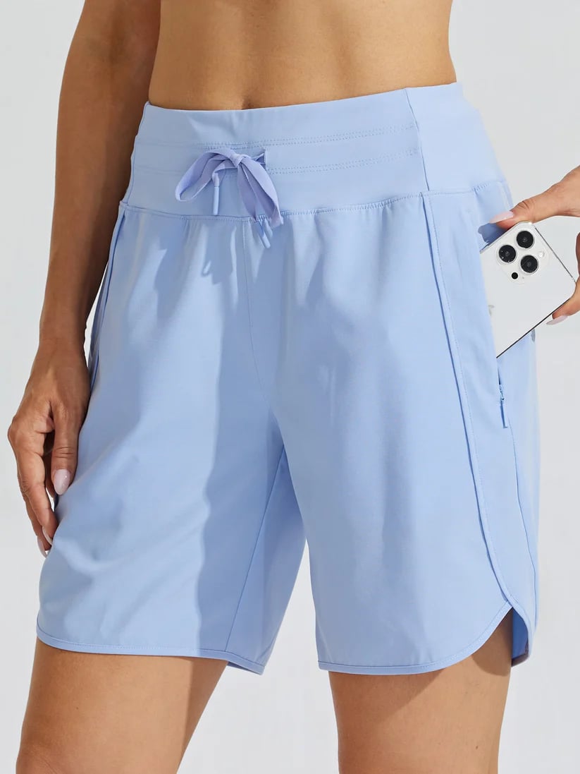 Short sport Femme Taille haute Cordon Poches