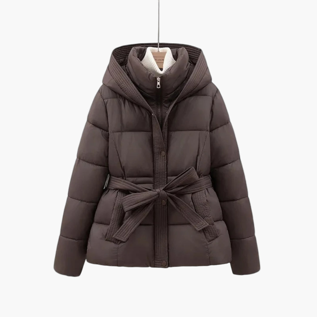 Doudoune Hiver Femme À Ceinture et Doublure Chaude