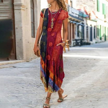Robe Longue en Coton Élégante avec Imprimé Floral
