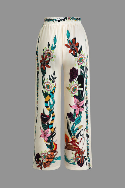 Robe Deux Pièces Élégante avec Imprimé Artistique