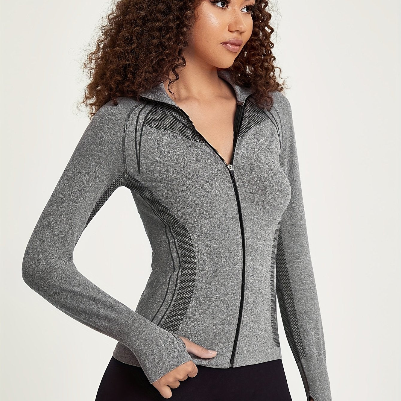 Veste de sport sans couture zippee