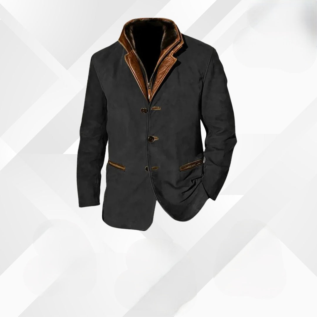 Veste Homme Classique en Laine avec Col Montant et Fermeture Boutons - PanierRoyale