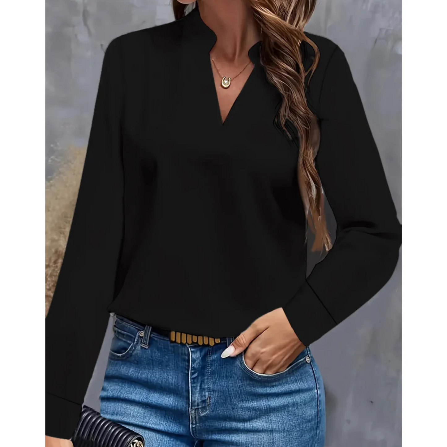 Blouse Féminine Col V Manches Longues Chic - PanierRoyale