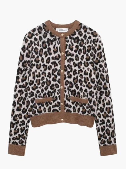 Cardigan Leopard Noir et Blanc Femme - BerlinGlamour