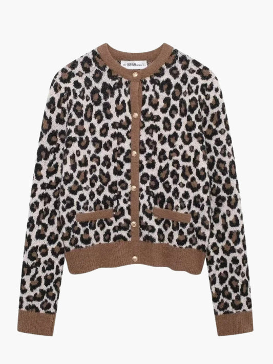Cardigan Leopard Noir et Blanc Femme - BerlinGlamour
