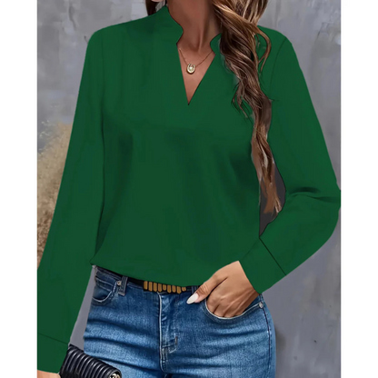 Blouse Femme Élégante Manches Longues Col V