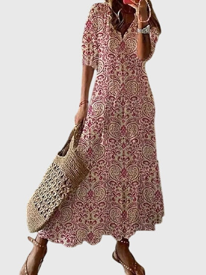 Robe Bohème Femme Décolleté en V Élégante