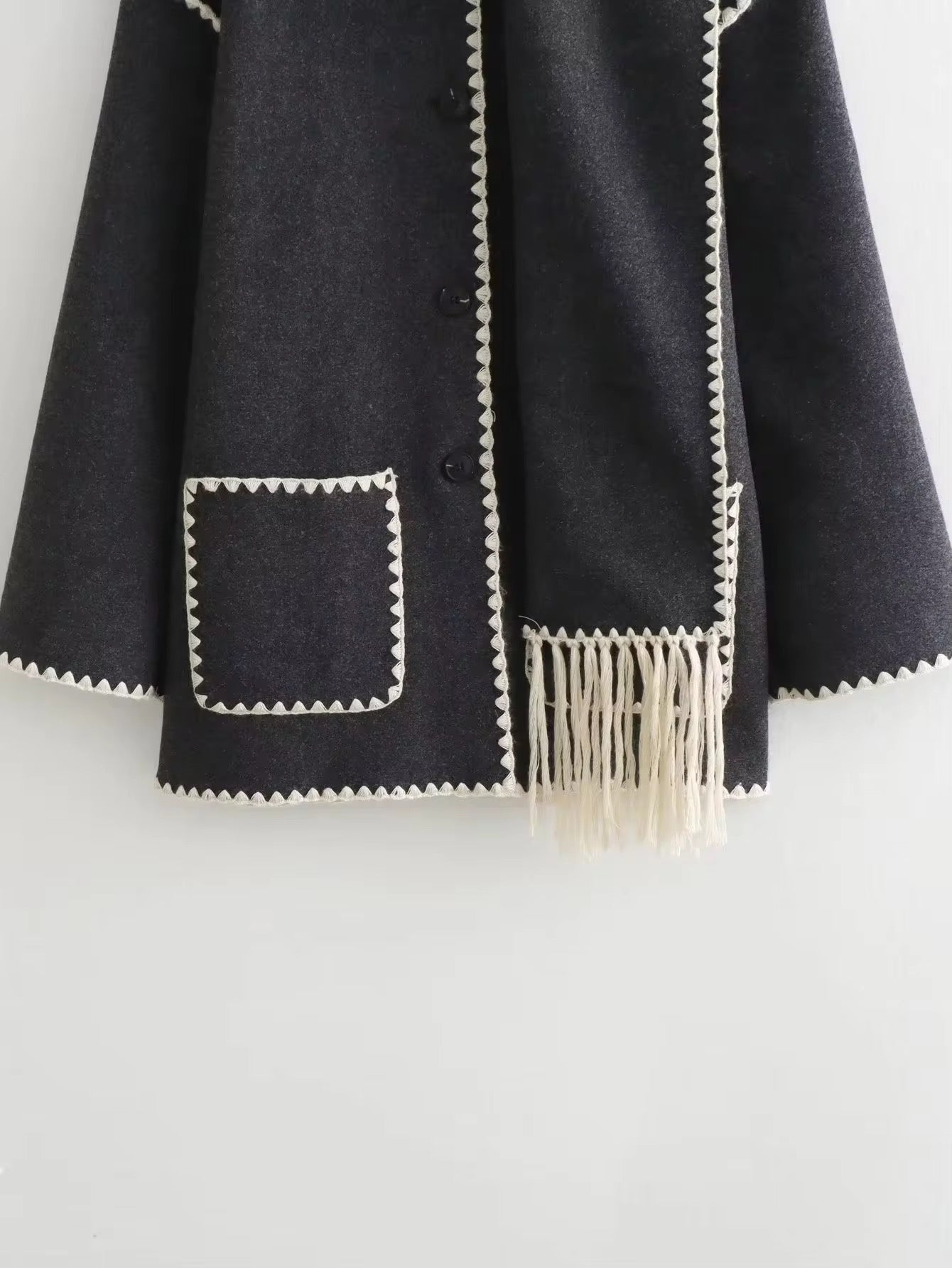 Manteau Femme Laine Tweed Col Rond Coupe Ample