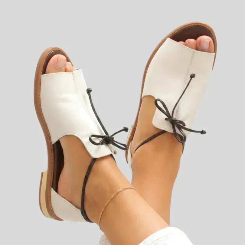 Sandales Femme Métalliques Lacets Ajustables Bout Ouvert