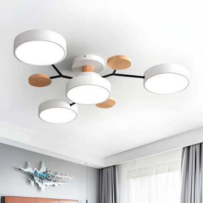 Lustre Métal et Bois Moderne 5 Lumières
