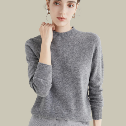 Pull Femme Col Rond en Laine Mérinos Chaud pour Hiver
