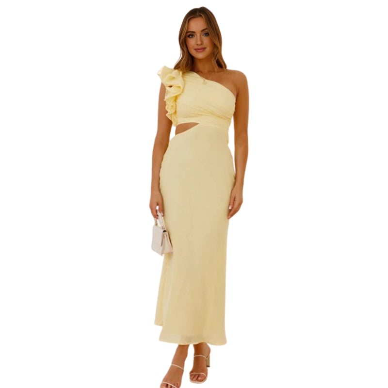 Robe Soirée Élégante Longue à Épaules Découvertes - PanierRoyale