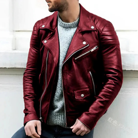 Blouson Cuir Homme Motard Vintage