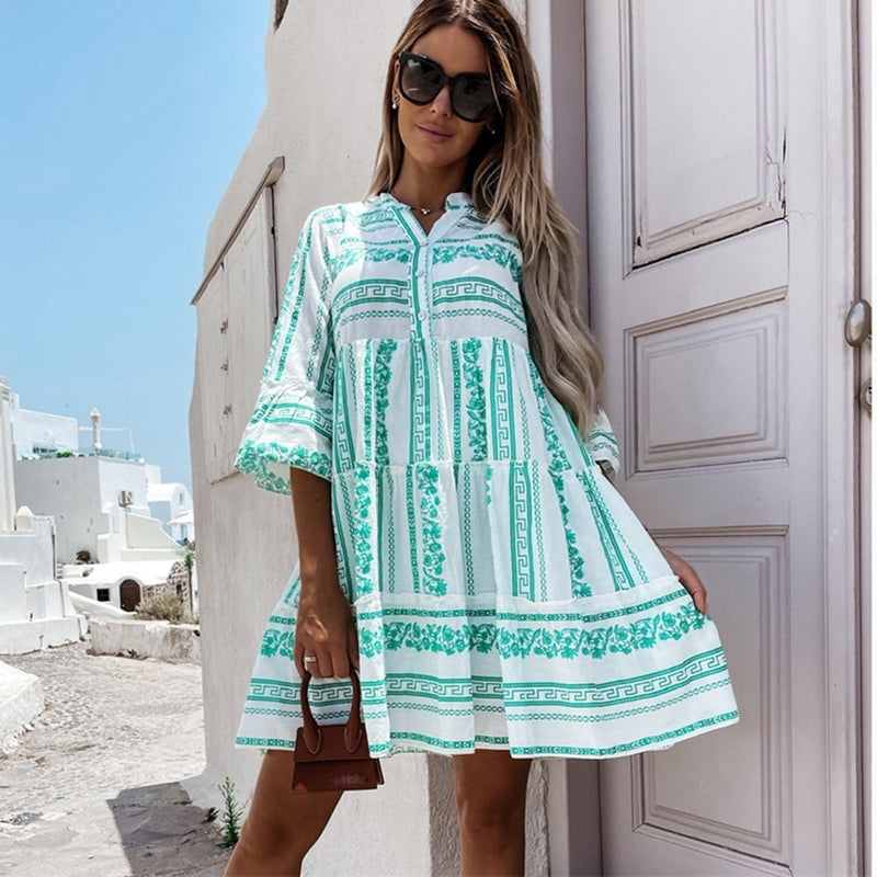 Robe Décontractée à Manches Courtes Féminine Élégante - PanierRoyale