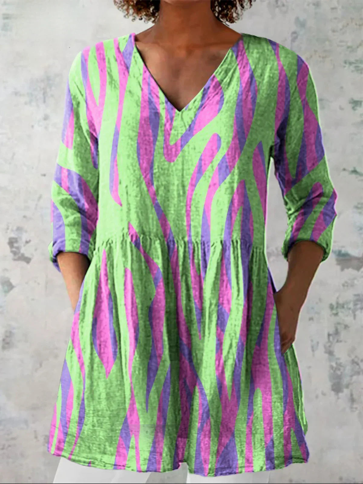Tunique Longue Femme Coton Décolleté en V Coupe Ample