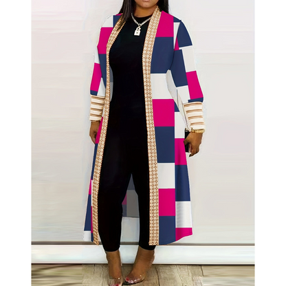 Cardigan femme long chaud imprimé hiver