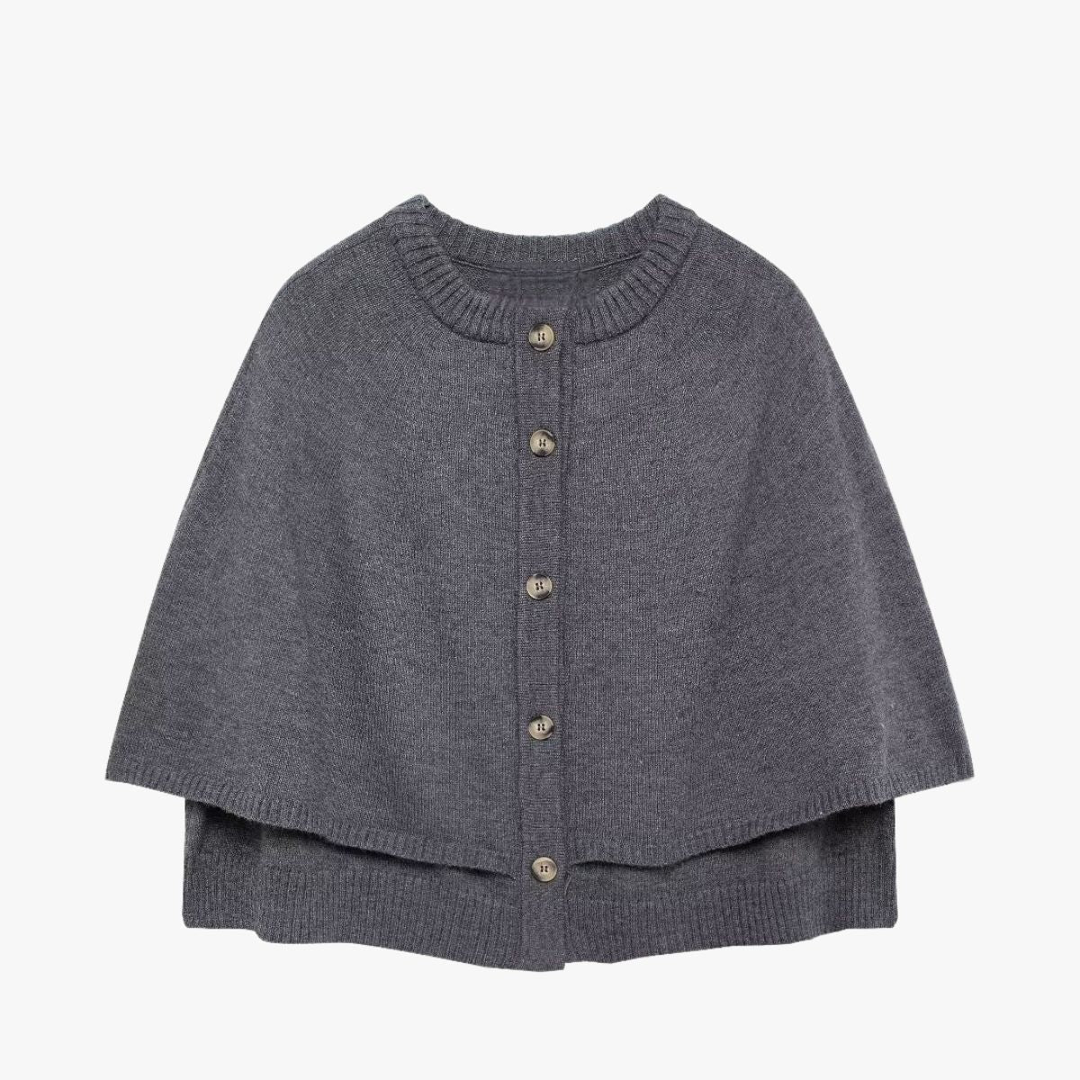 Chloé | Écharpe Cape à Boutons et Ourlet Dégradé