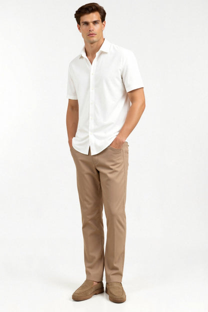Chemise Lin Cuir Court Manches Été