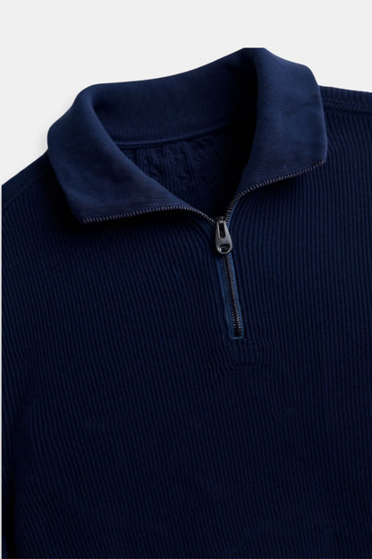 Pull à Capuche avec Fermeture Éclair et Col Contraste