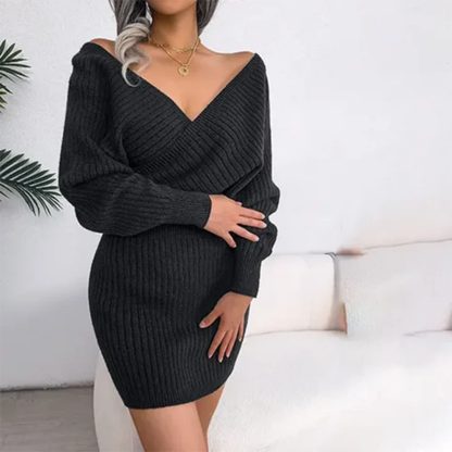 Robe Tricot Femme Élégante Manches Longues Comfort