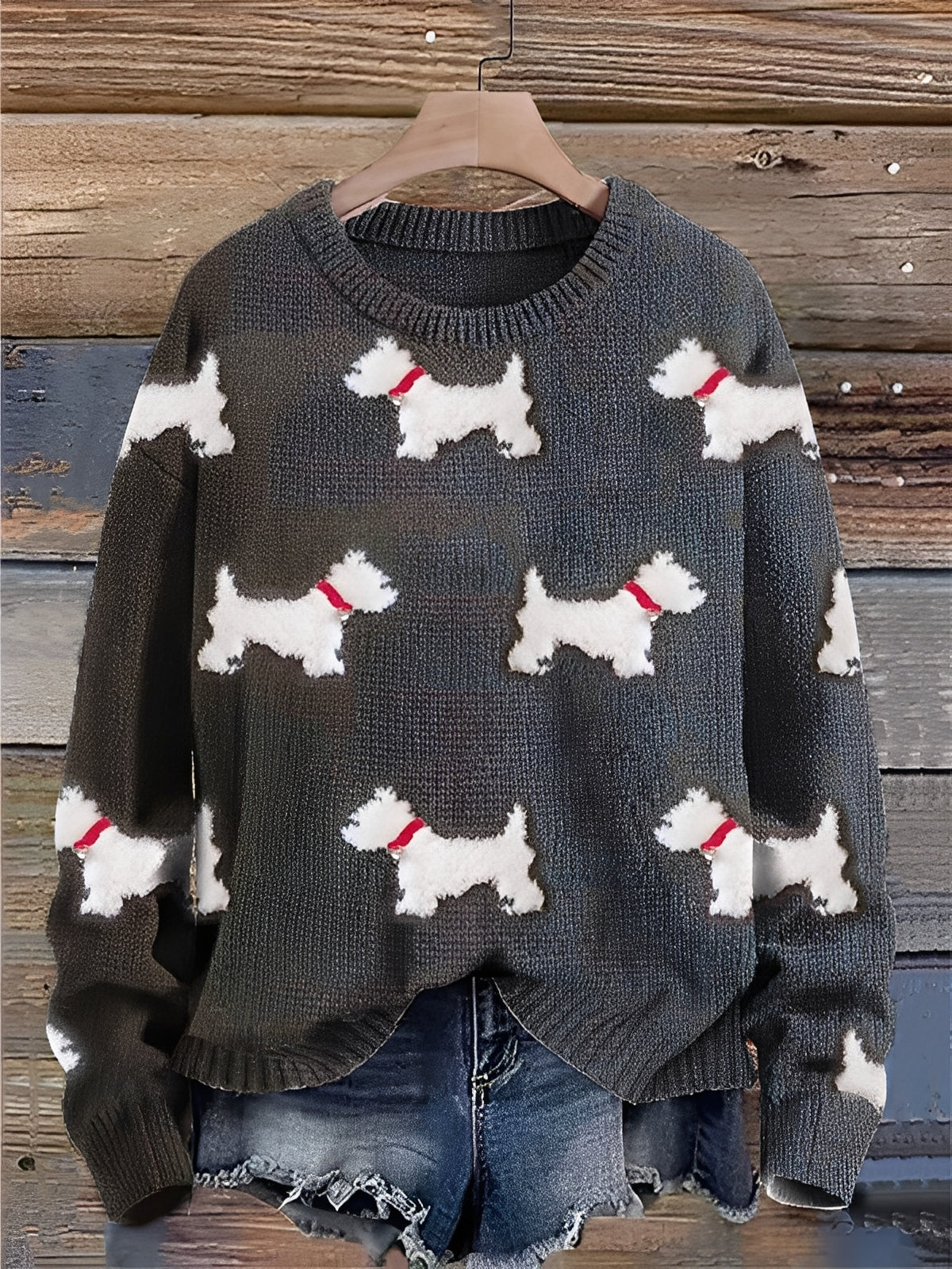 Pull Femme Hiver Doux et Confortable à Motif Animalier