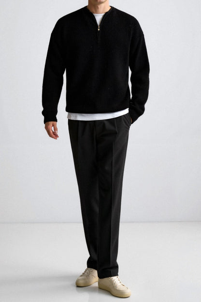 Pullover en maille classique avec fermeture éclair, confortable et élégant