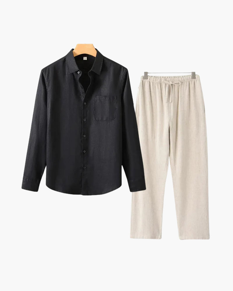 Costume Homme Lin En 2 Pièces Été Décontracté