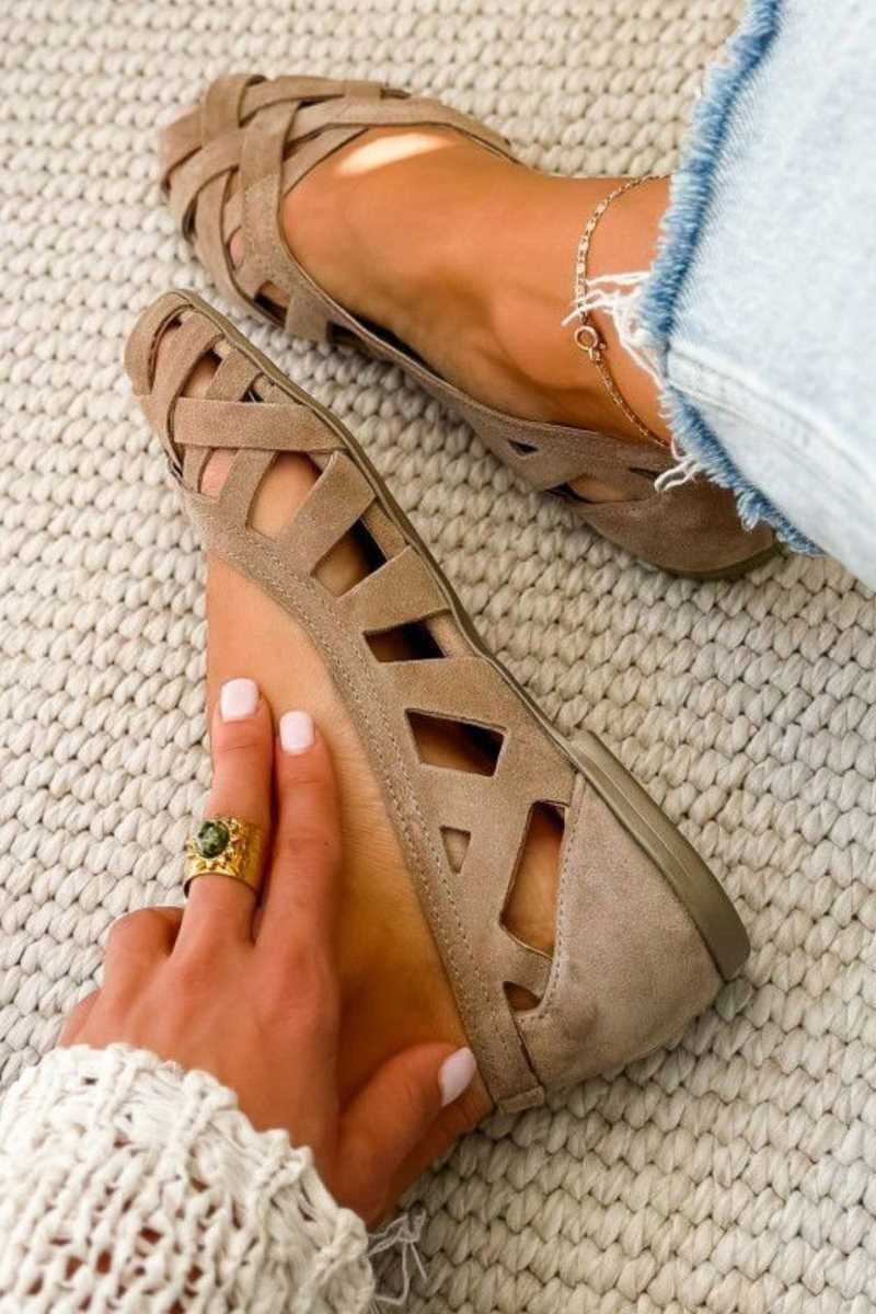 Sandales plates Femme Tressées Bout Ouvert