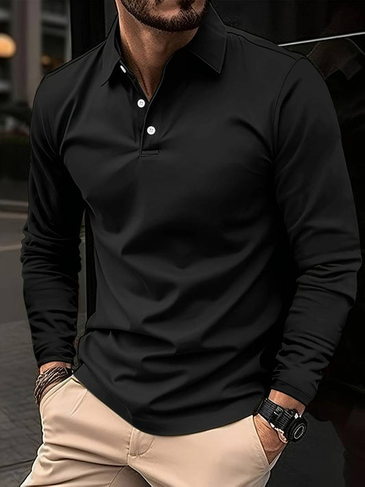 Chemise Polo Homme Noir Manches Longues Élégante et Confortable - PanierRoyale