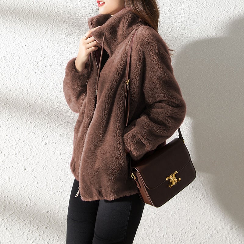 Veste Polaire Unisexe Double Face Matelassée Col Montant
