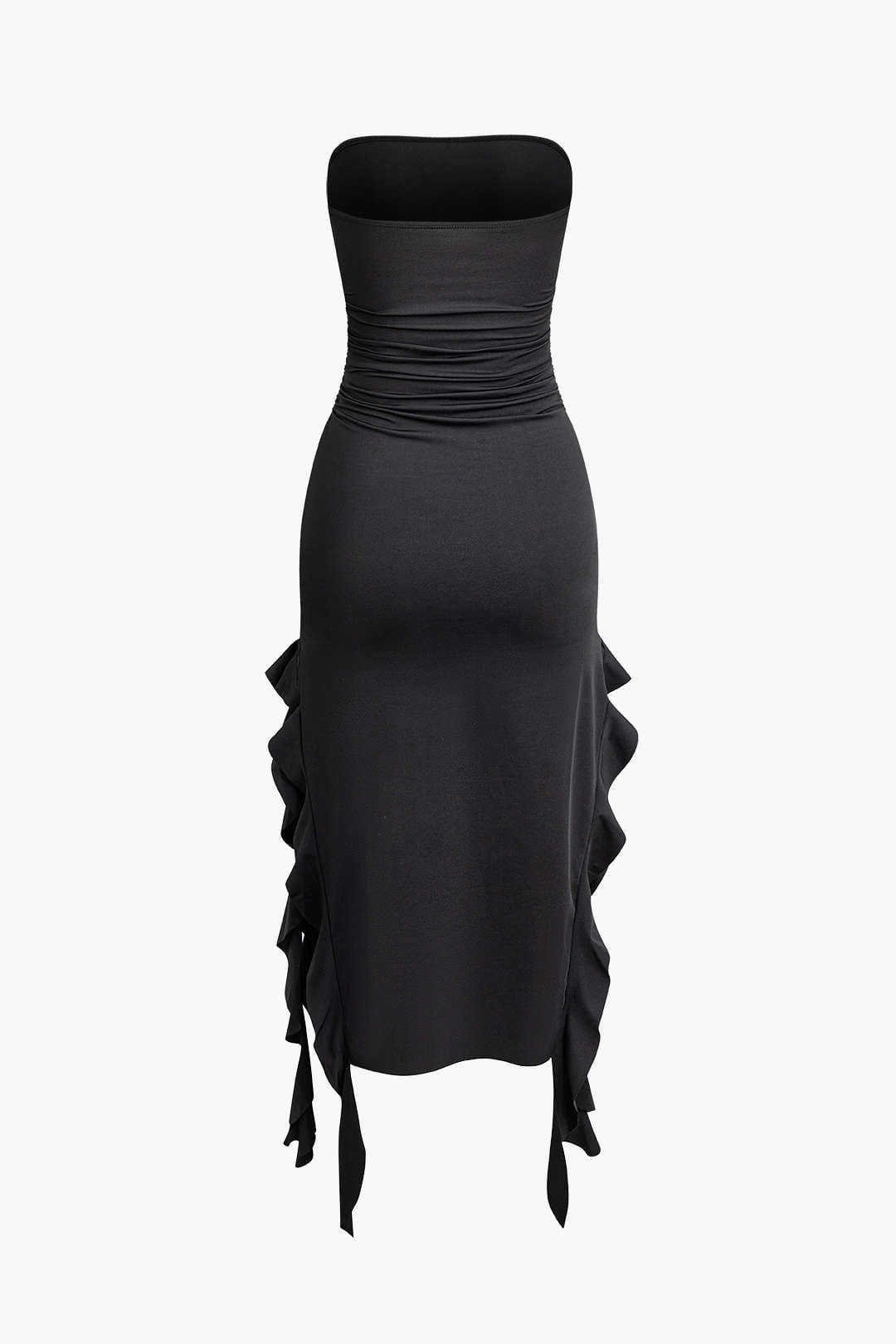 Robe Maxi Élégante avec Volants Féminins