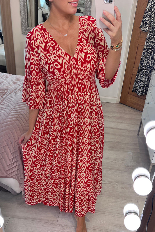 Lianne™ – Robe Longue Femme Élégante en V Confortable pour l'Été-1